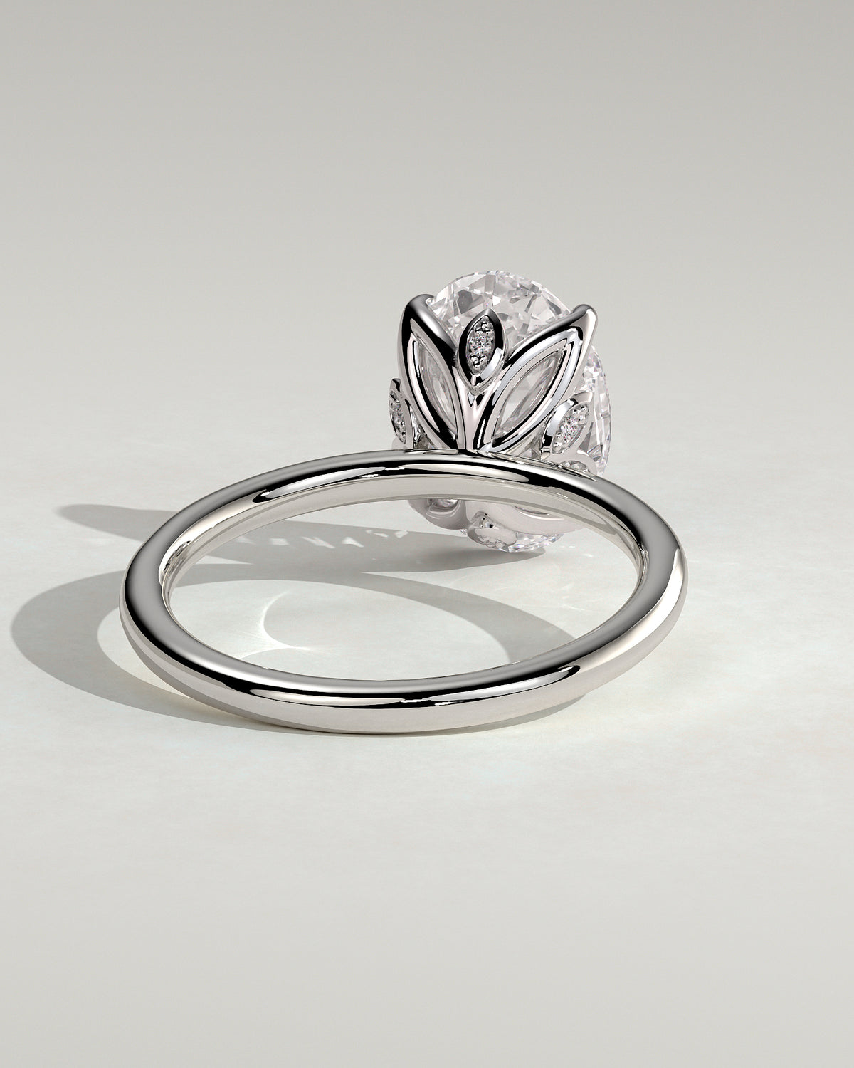 MET 0076 - 3 ct center stone - 18k White Gold source reference - setting detail view