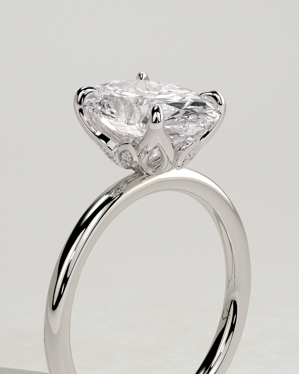 MET 0076 - 3 ct center stone - 18k White Gold source reference - setting detail view