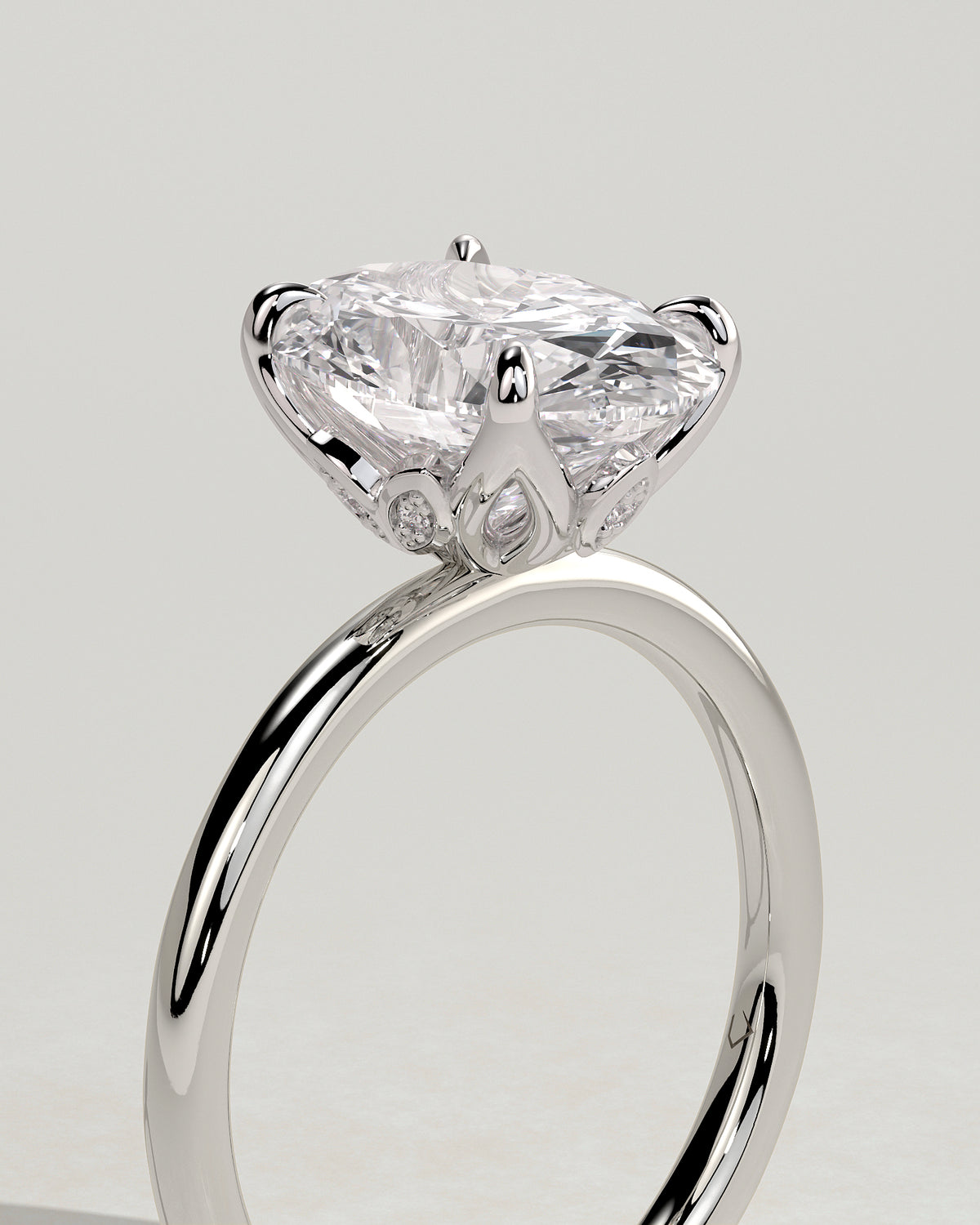 MET 0076 - 3 ct center stone - 18k White Gold source reference - setting detail view