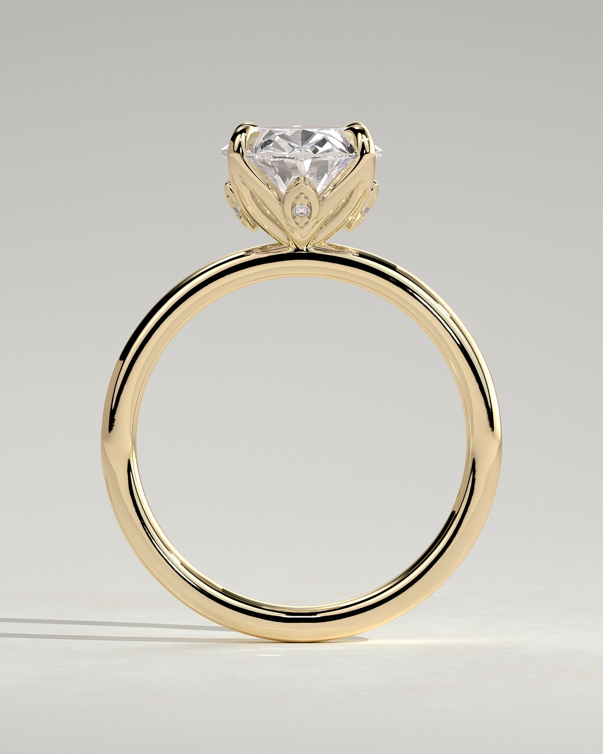 MET 0076 - 3 ct center stone - 18k Yellow Gold source reference - setting detail view