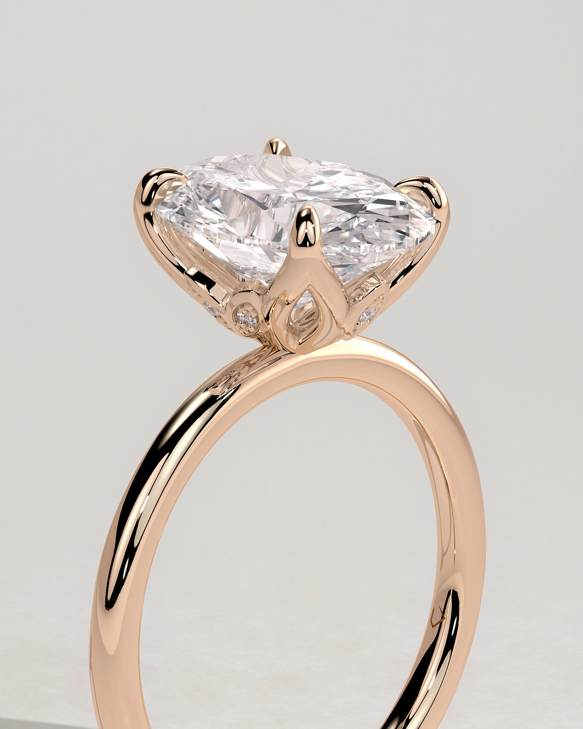 MET 0076 - 4 ct center stone - 18k Rose Gold source reference - setting detail view