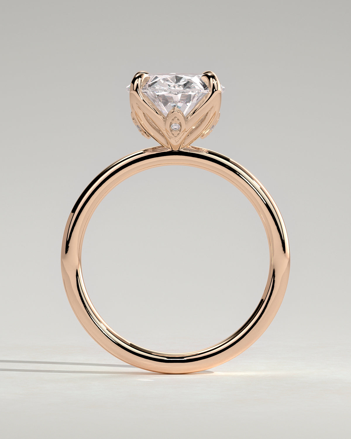 MET 0076 - 4 ct center stone - 18k Rose Gold source reference - setting detail view
