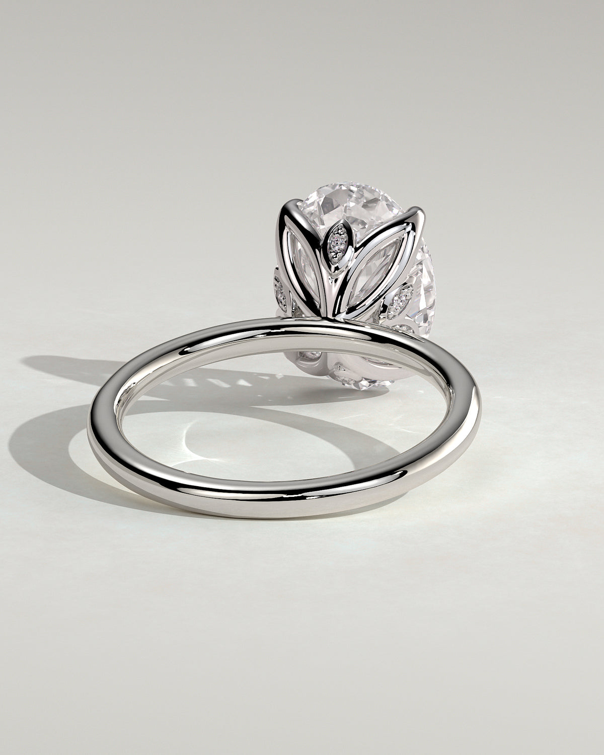 MET 0076 - 4 ct center stone - 18k White Gold source reference - setting detail view
