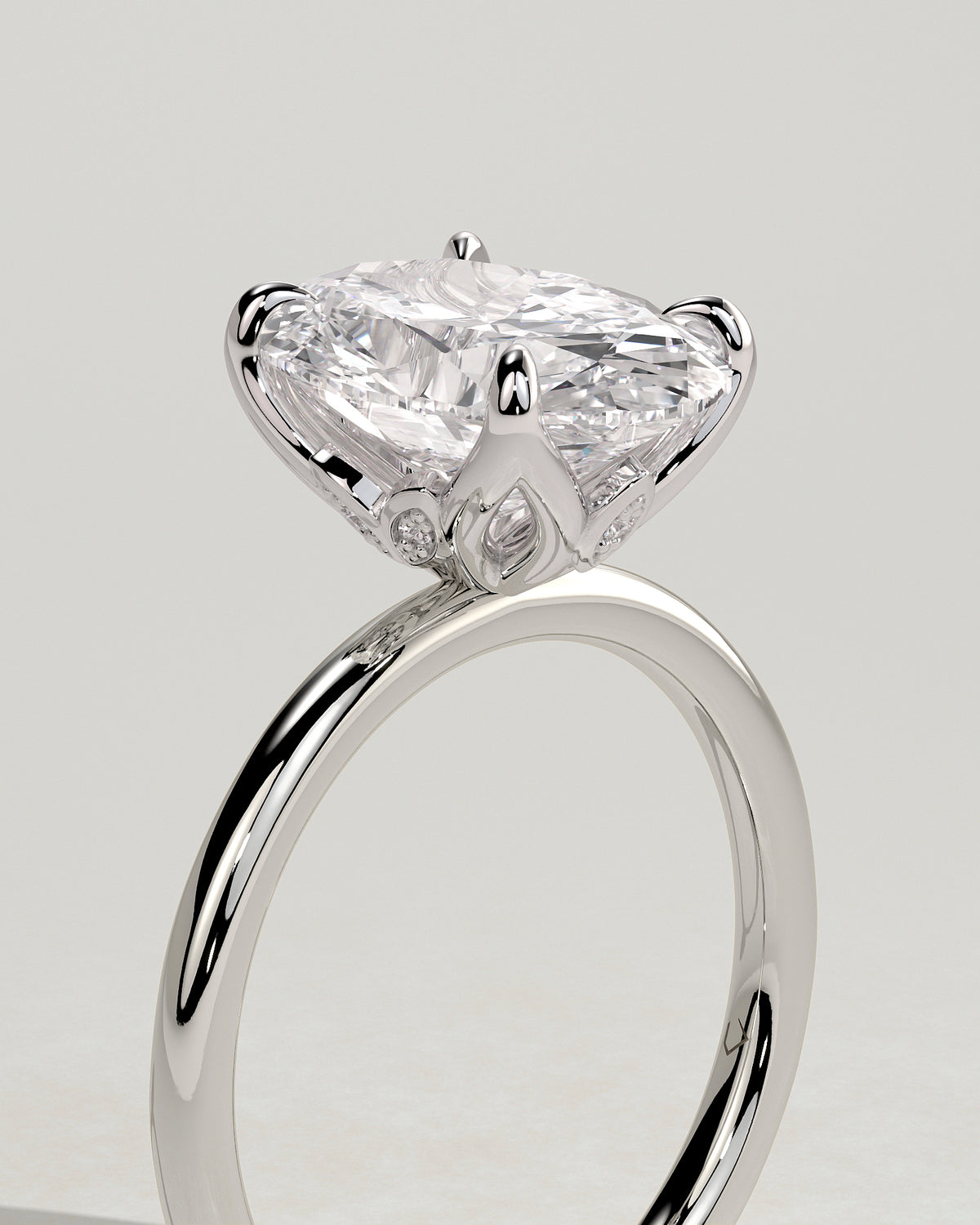 MET 0076 - 4 ct center stone - 18k White Gold source reference - setting detail view