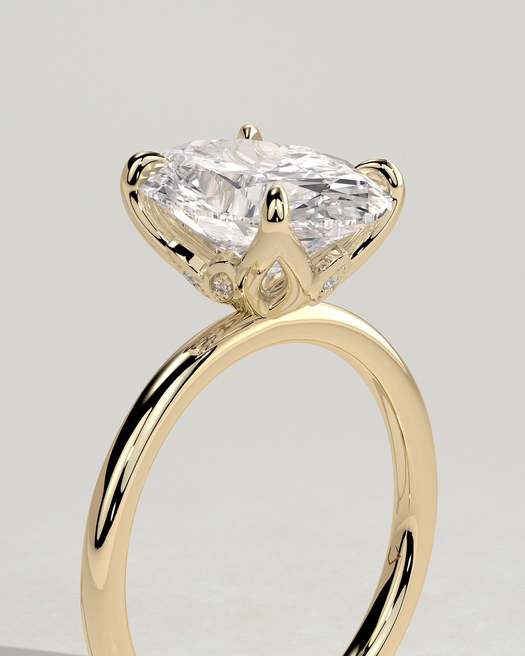 MET 0076 - 4 ct center stone - 18k Yellow Gold source reference - setting detail view