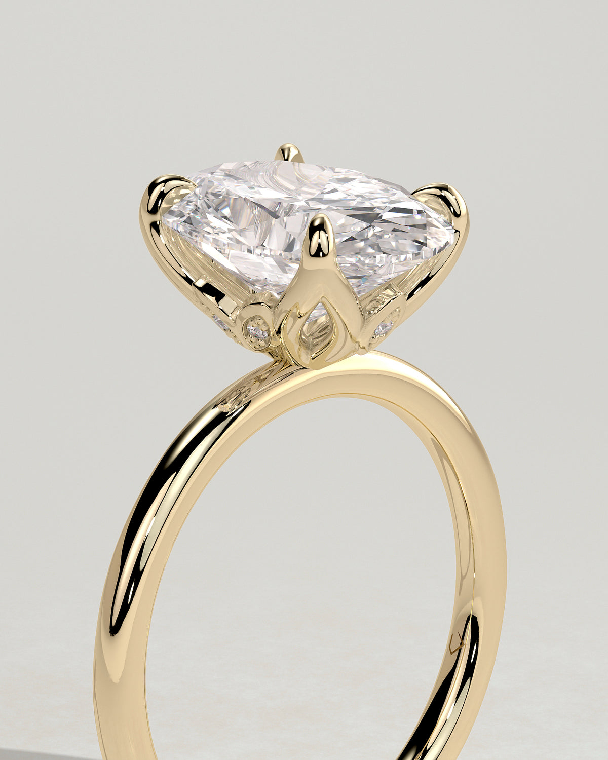 MET 0076 - 4 ct center stone - 18k Yellow Gold source reference - setting detail view