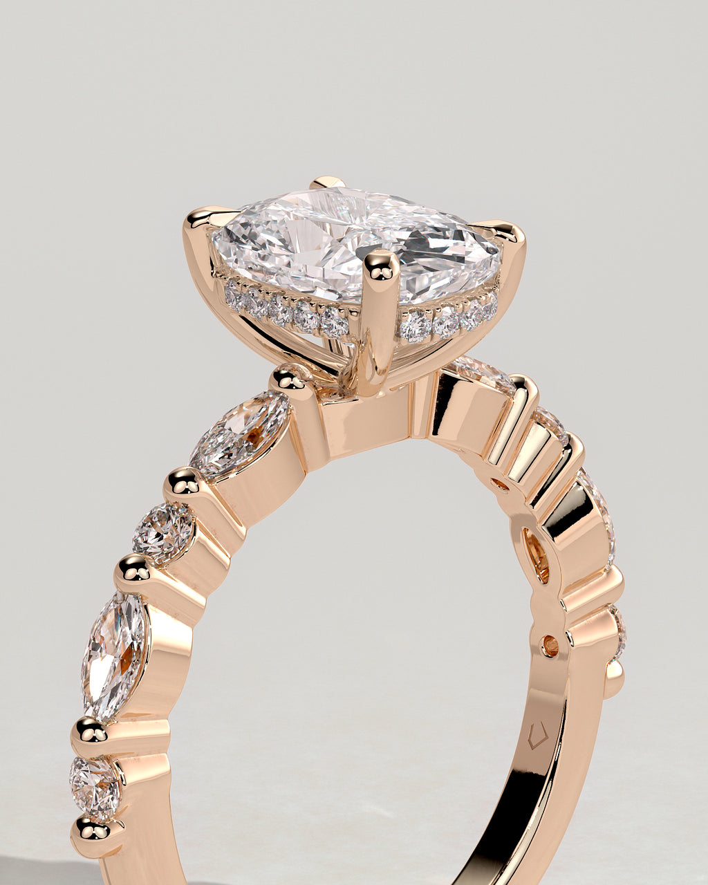 MET 0082 - 2 ct center stone - 18k Rose Gold source reference - setting detail view