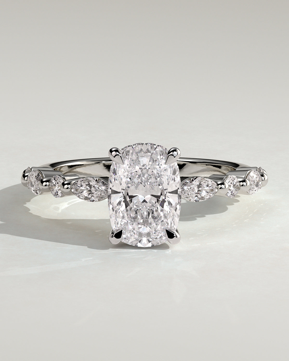 MET 0082 - 2 ct center stone - 18k White Gold source reference - front view