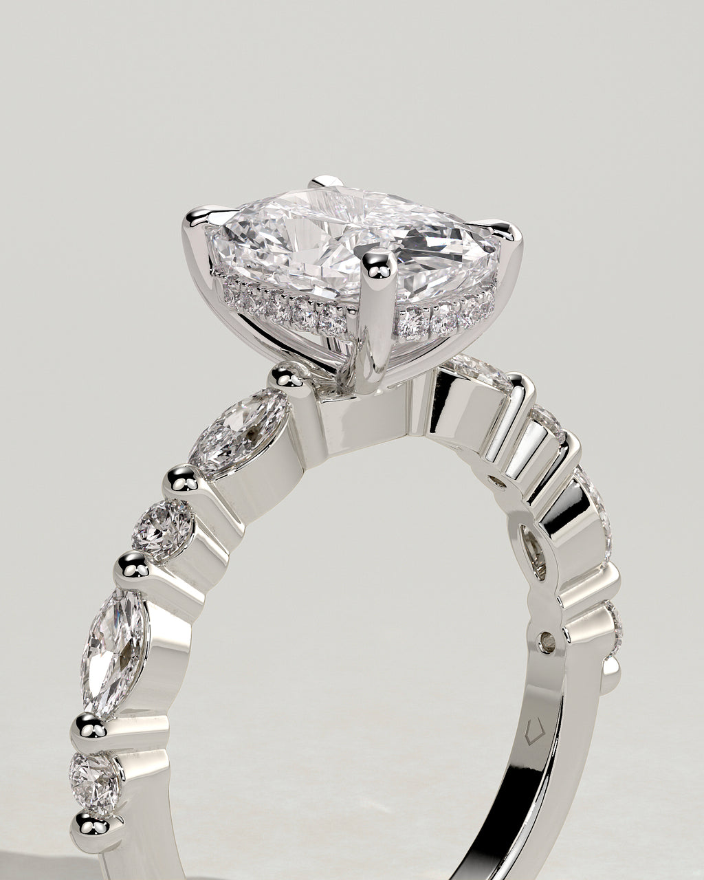 MET 0082 - 2 ct center stone - 18k White Gold source reference - setting detail view