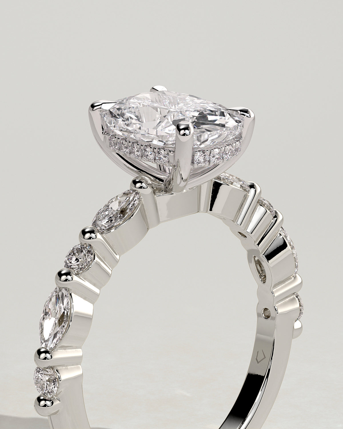 MET 0082 - 2 ct center stone - 18k White Gold source reference - setting detail view