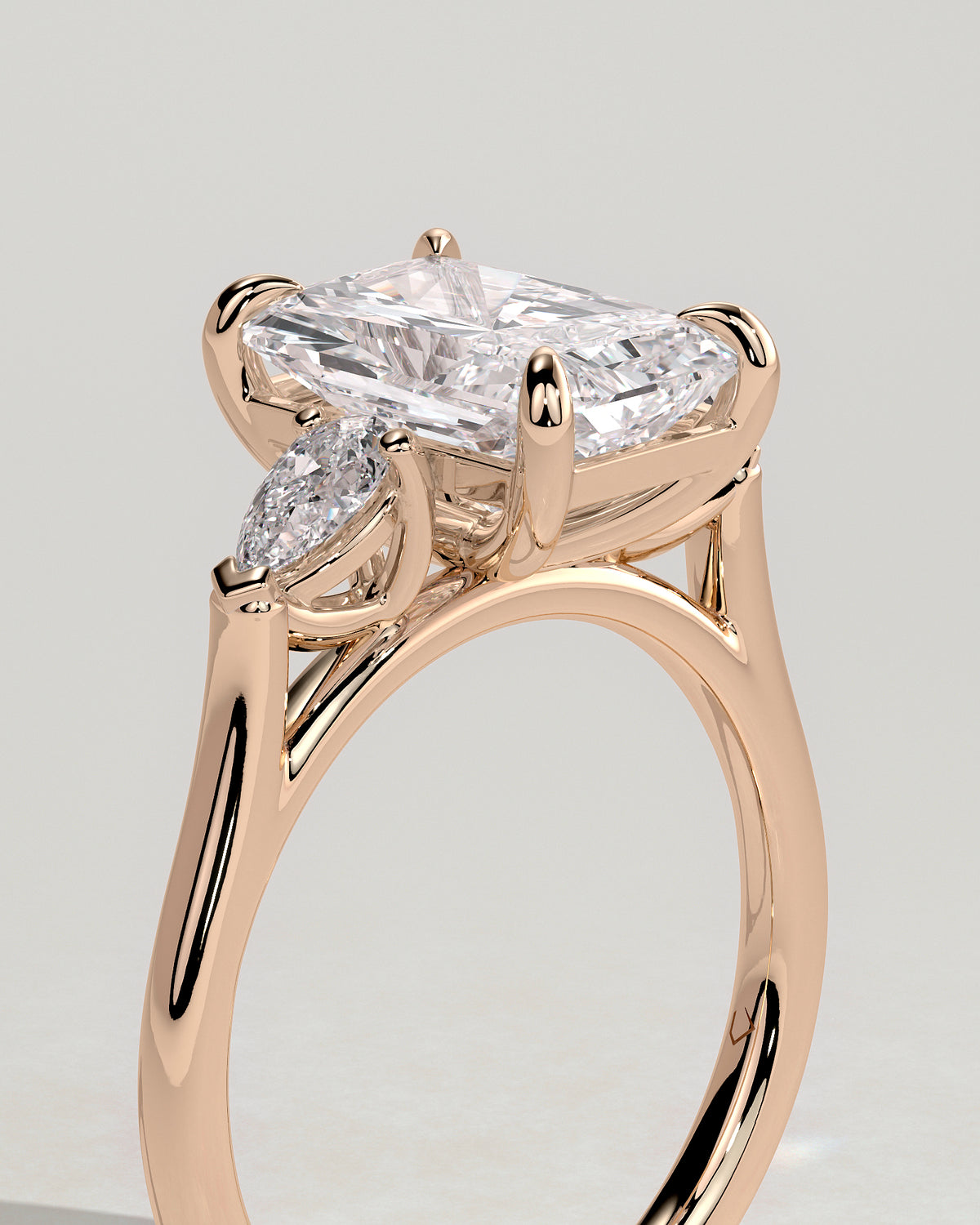 MET 0102 - 3 ct center stone - 18k Rose Gold source reference - setting detail view