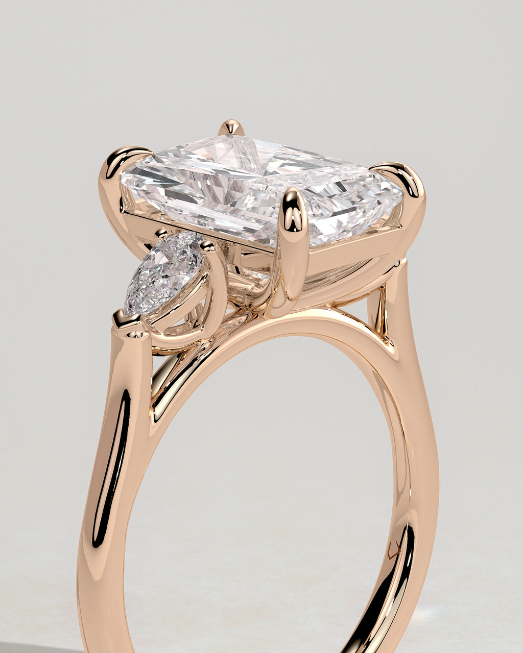 MET 0102 - 4 ct center stone - 18k Rose Gold source reference - setting detail view
