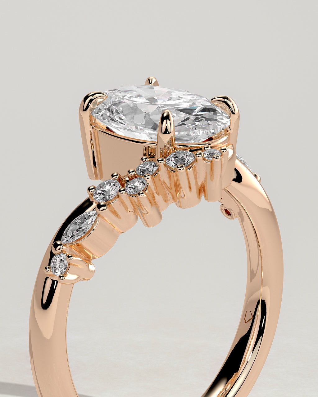 MET 0103 - 2 ct center stone - 18k Rose Gold source reference - setting detail view