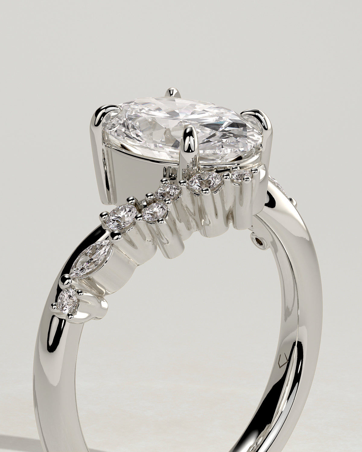 MET 0103 - 2 ct center stone - 18k White Gold source reference - setting detail view