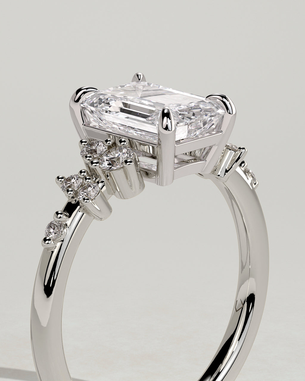 MET 0104 - 2 ct center stone - 18k White Gold source reference - setting detail view