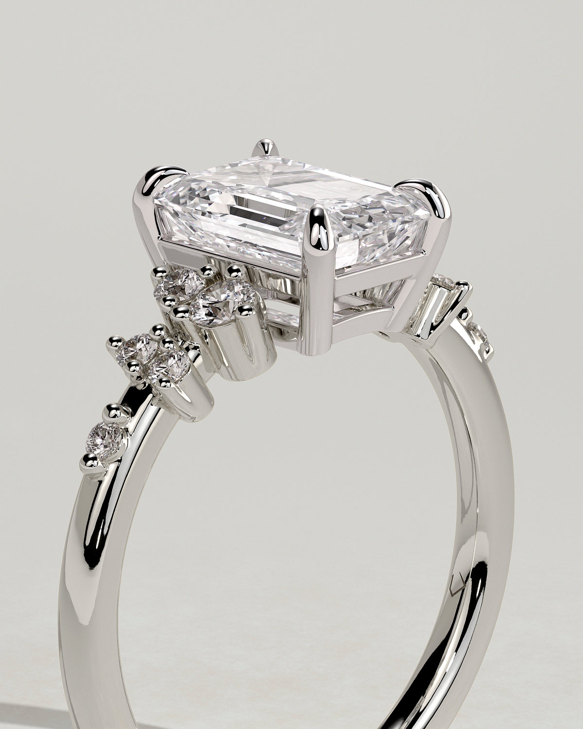 MET 0104 - 2 ct center stone - 18k White Gold source reference - setting detail view
