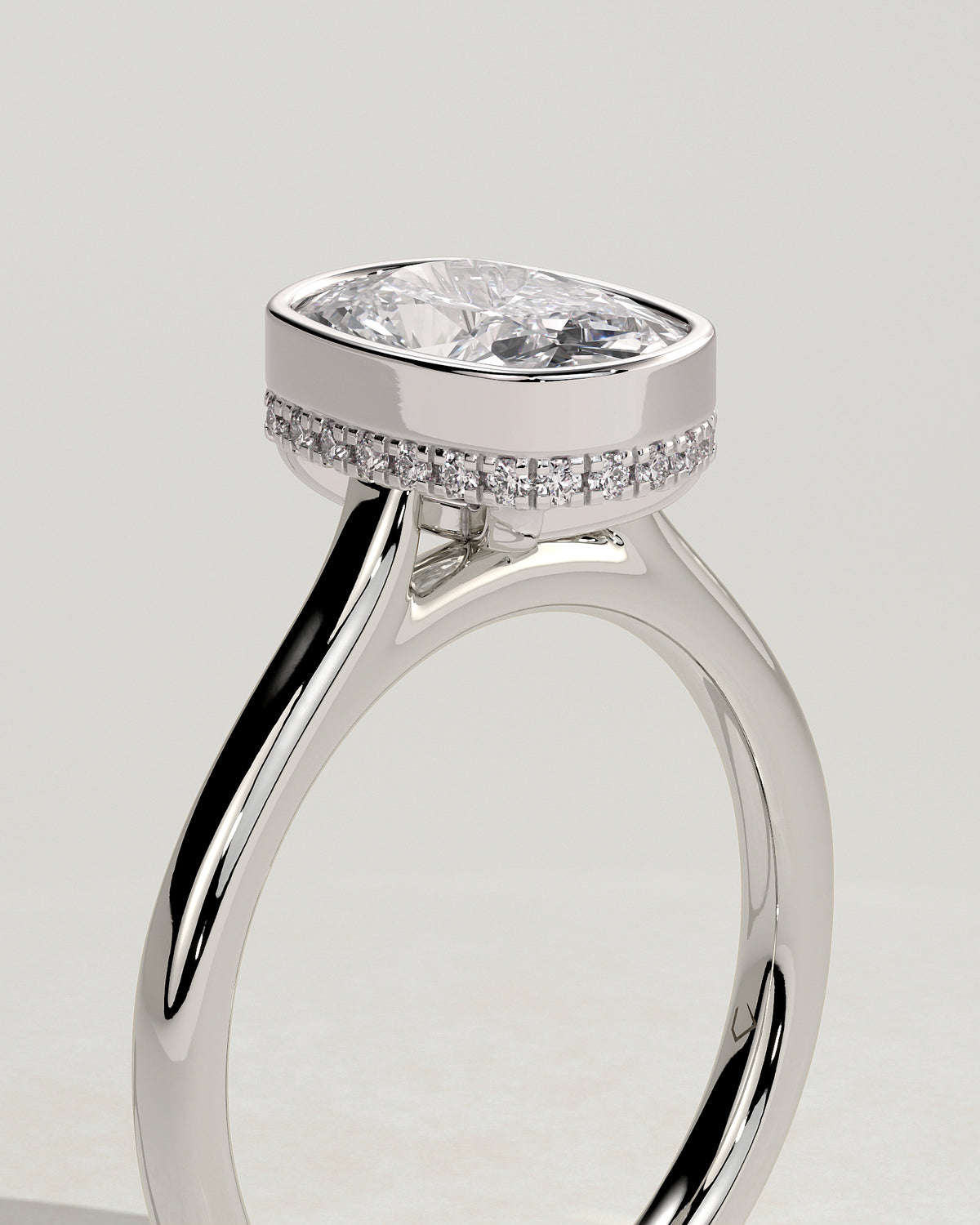 MET 0128 - 2 ct center stone - 18k White Gold source reference - setting detail view