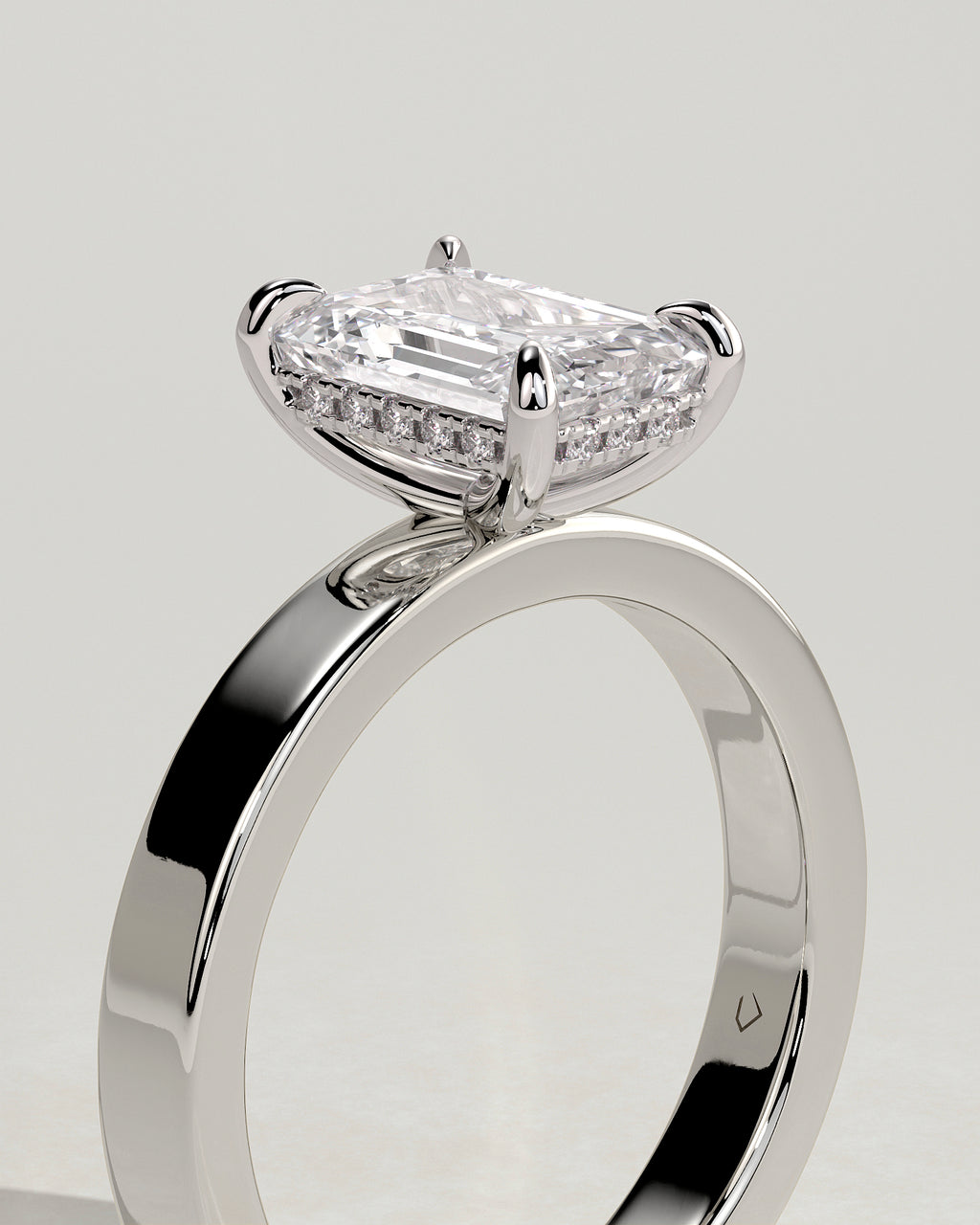 MET 0129 - 2 ct center stone - 18k White Gold source reference - setting detail view
