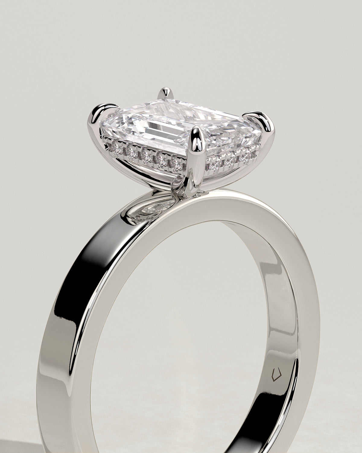 MET 0129 - 2 ct center stone - 18k White Gold source reference - setting detail view
