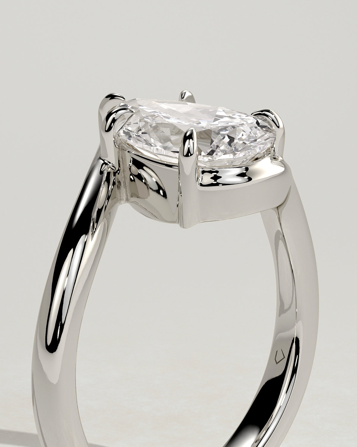 MET 0130 - 2 ct center stone - 18k White Gold source reference - setting detail view