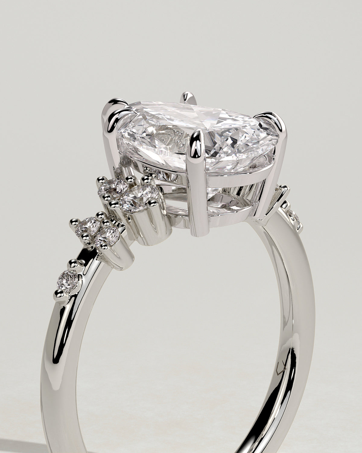 MET 0131 - 2 ct center stone - 18k White Gold source reference - setting detail view