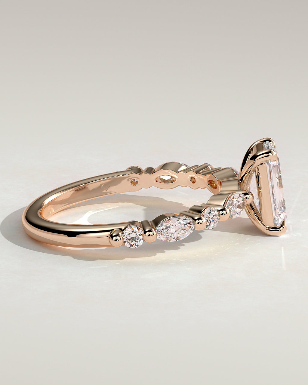 MET 0164 - 2 ct center stone - 18k Rose Gold source reference - setting detail view