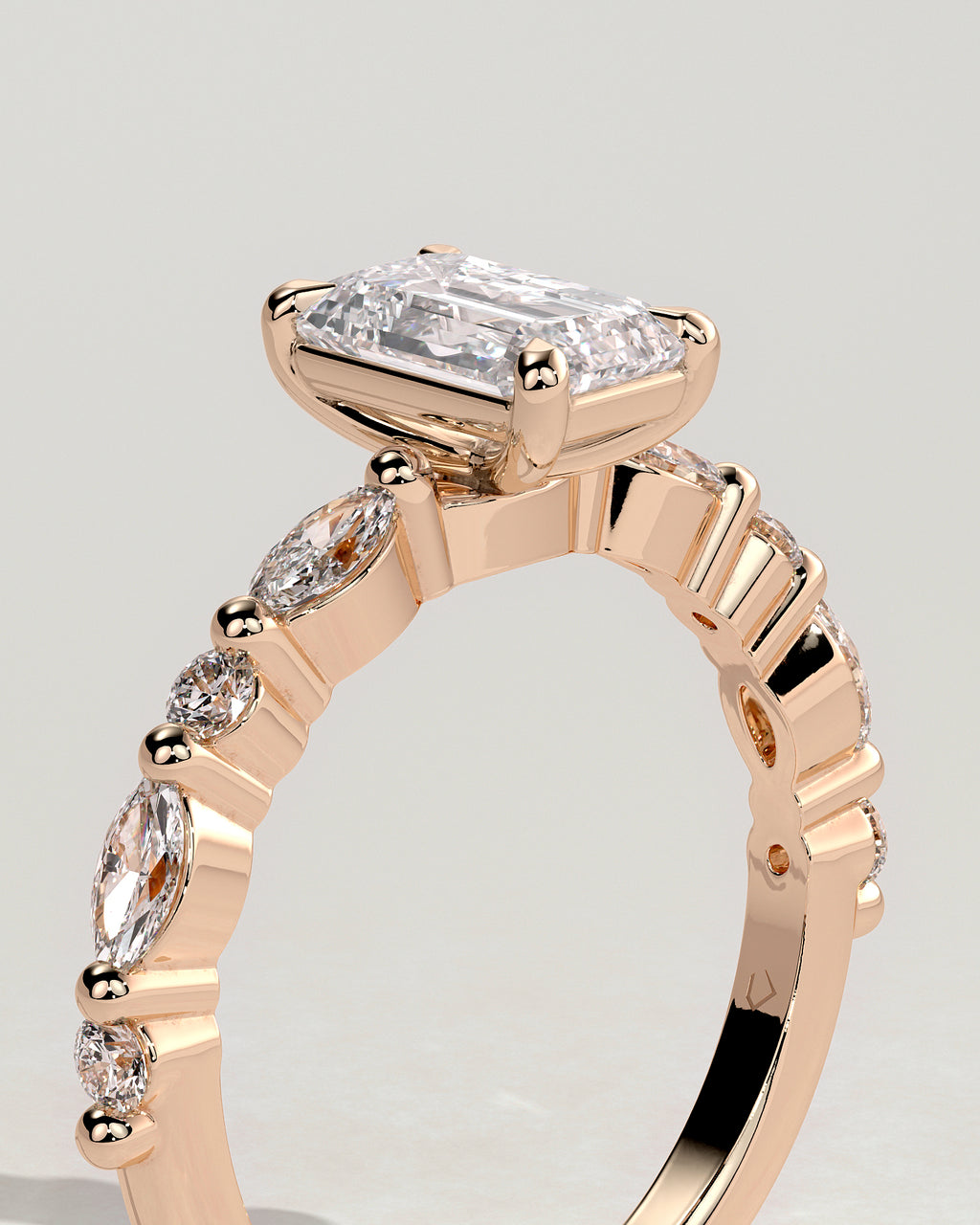 MET 0164 - 2 ct center stone - 18k Rose Gold source reference - setting detail view