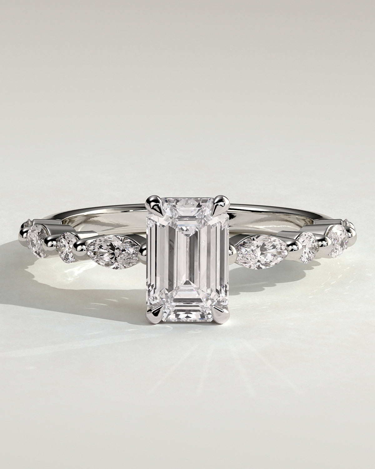 MET 0164 - 2 ct center stone - 18k White Gold source reference - front view
