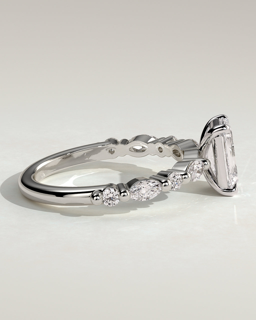 MET 0164 - 2 ct center stone - 18k White Gold source reference - setting detail view