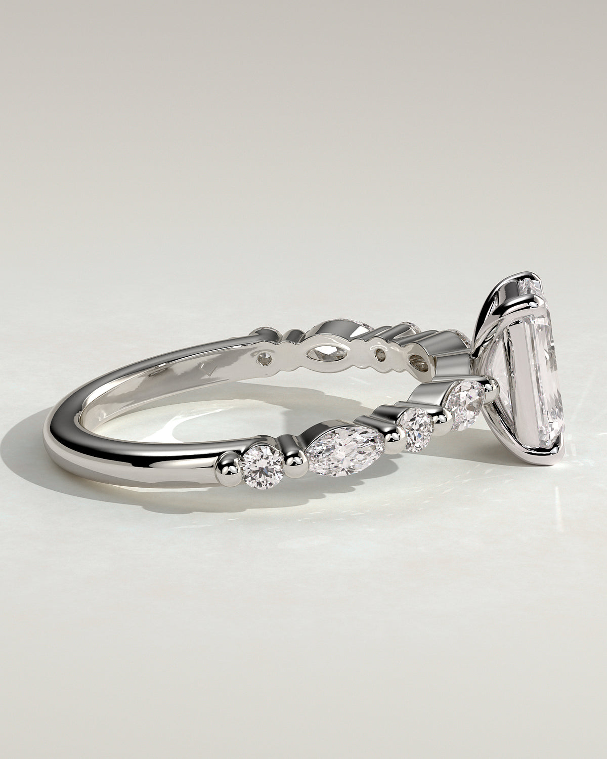 MET 0164 - 2 ct center stone - 18k White Gold source reference - setting detail view