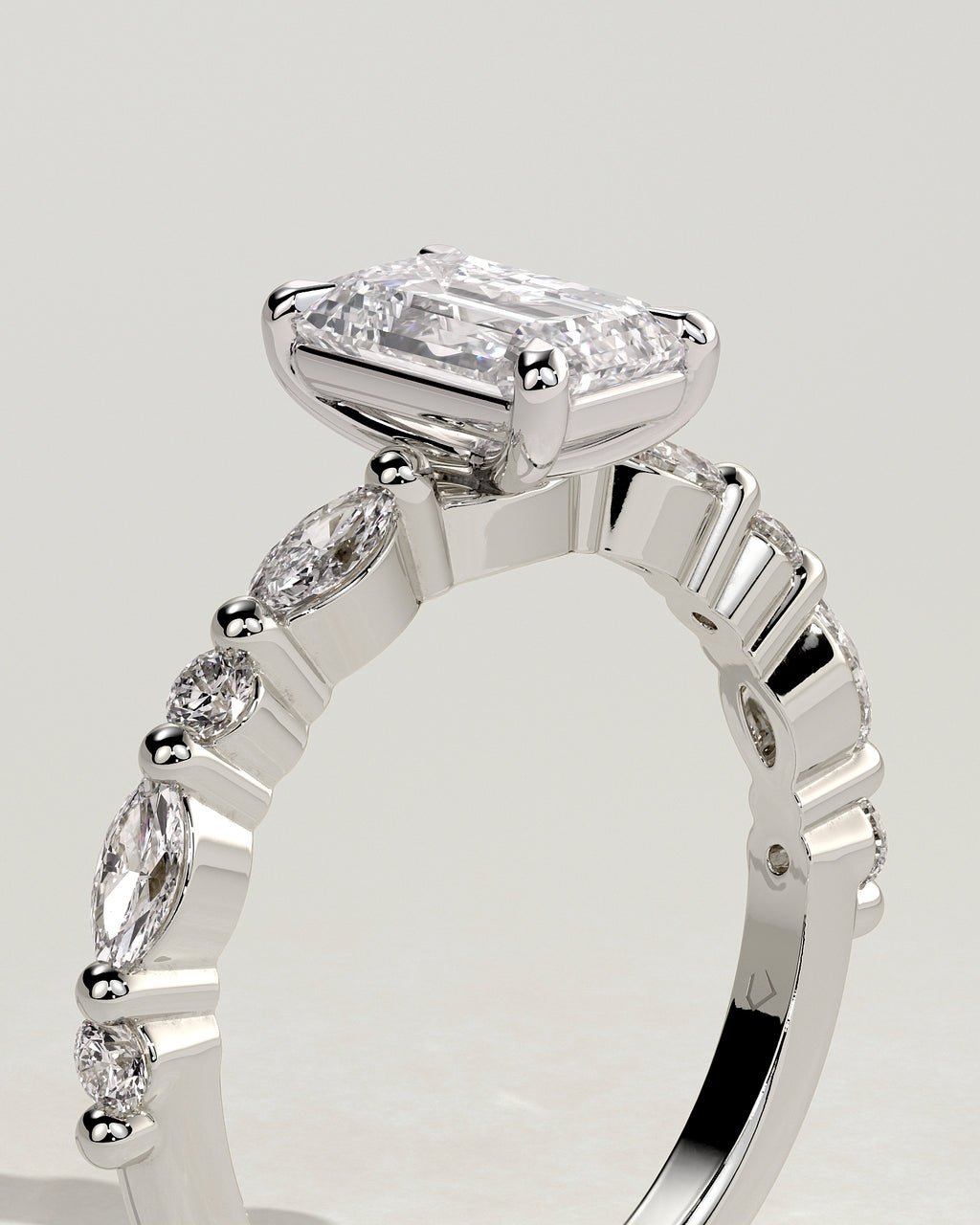 MET 0164 - 2 ct center stone - 18k White Gold source reference - setting detail view