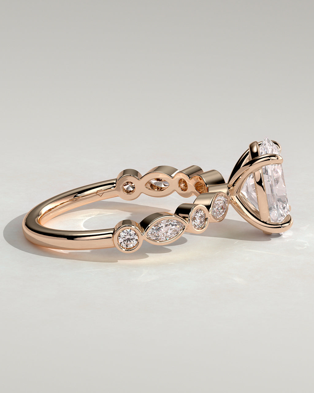 MET 0166 - 2 ct center stone - 18k Rose Gold source reference - setting detail view