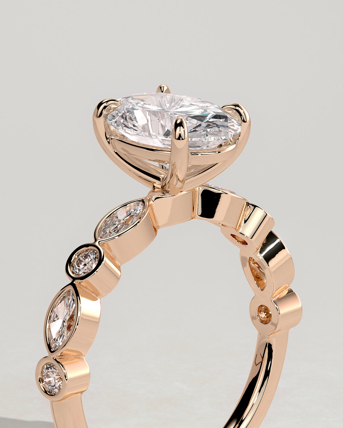 MET 0166 - 2 ct center stone - 18k Rose Gold source reference - setting detail view