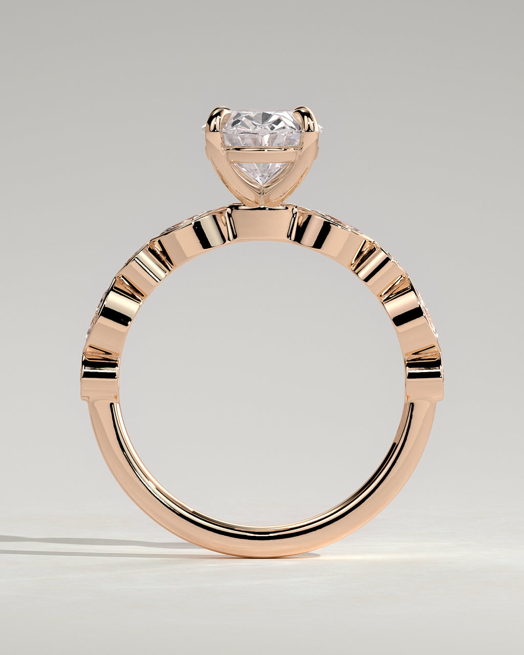 MET 0166 - 2 ct center stone - 18k Rose Gold source reference - setting detail view