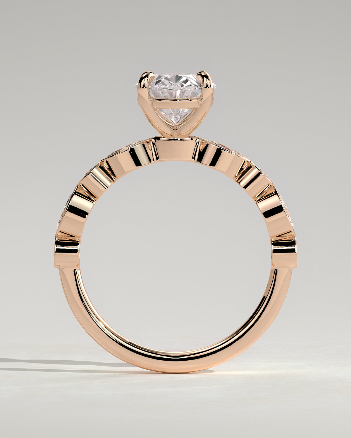 MET 0166 - 2 ct center stone - 18k Rose Gold source reference - setting detail view