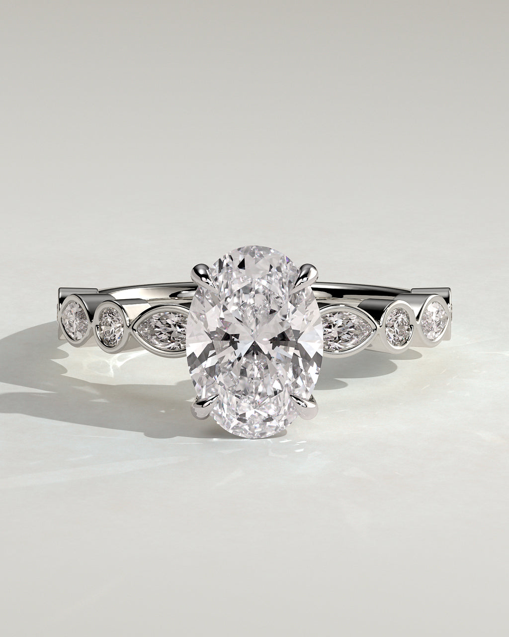 MET 0166 - 2 ct center stone - 18k White Gold source reference - front view