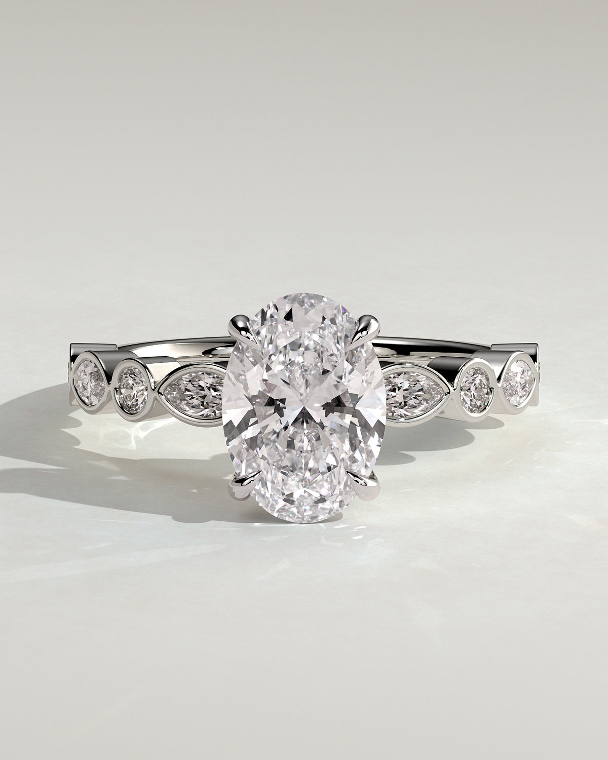 MET 0166 - 2 ct center stone - 18k White Gold source reference - front view