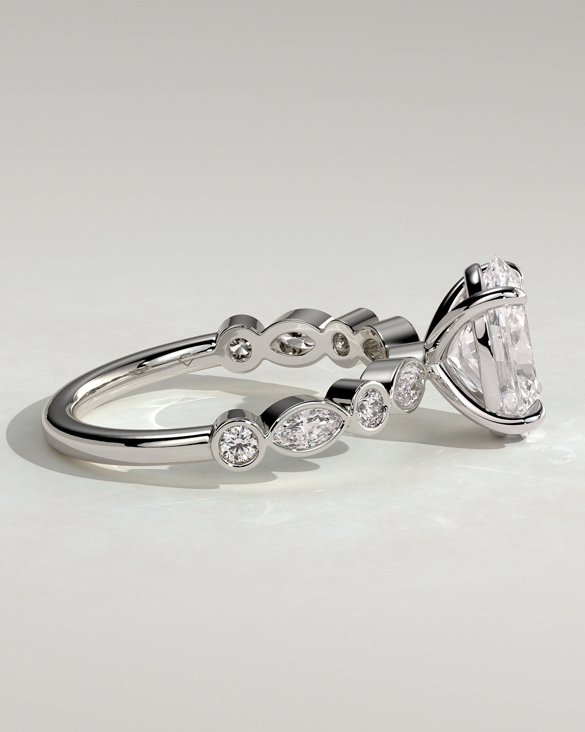 MET 0166 - 2 ct center stone - 18k White Gold source reference - setting detail view