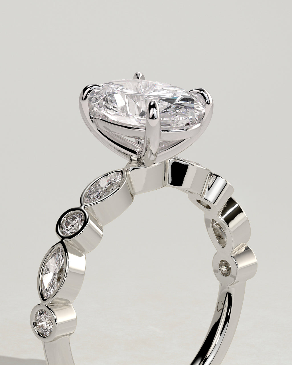 MET 0166 - 2 ct center stone - 18k White Gold source reference - setting detail view