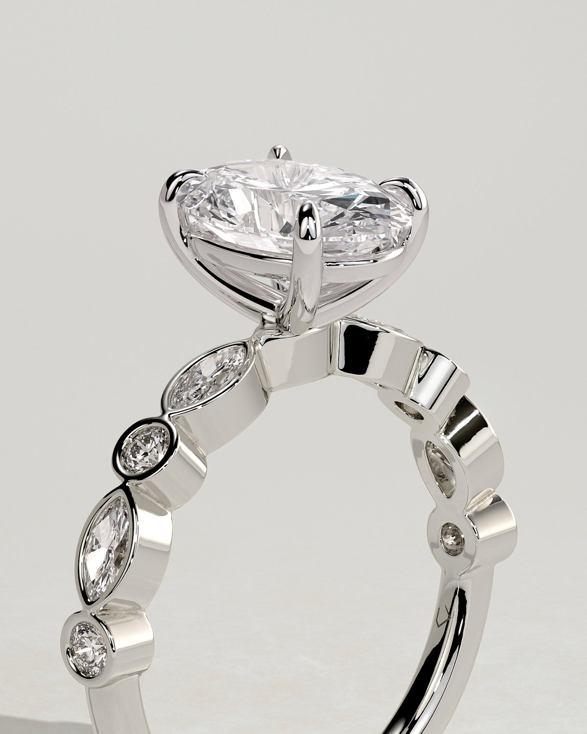 MET 0166 - 2 ct center stone - 18k White Gold source reference - setting detail view