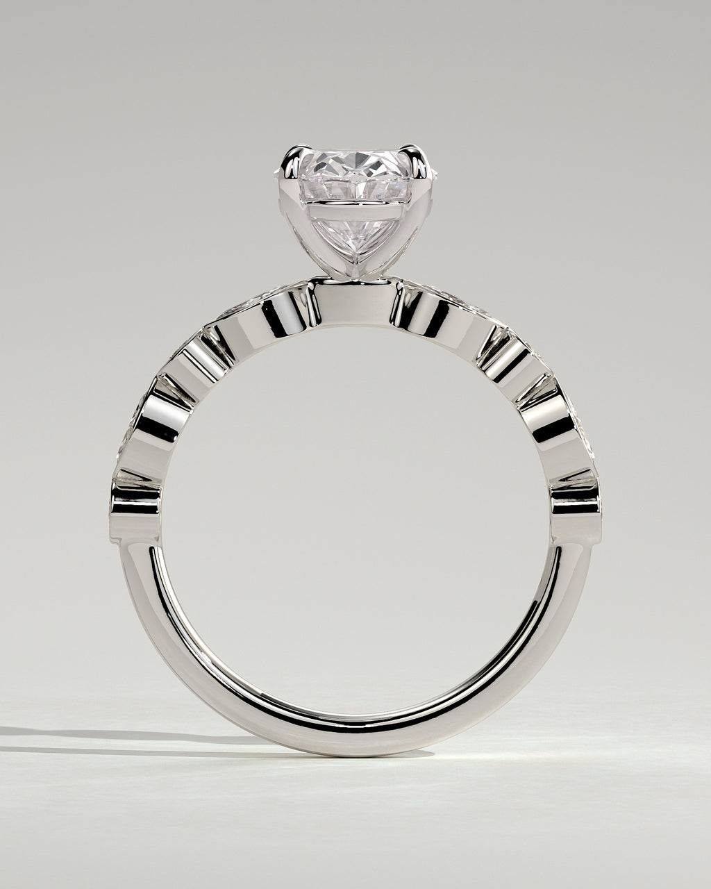 MET 0166 - 2 ct center stone - 18k White Gold source reference - setting detail view