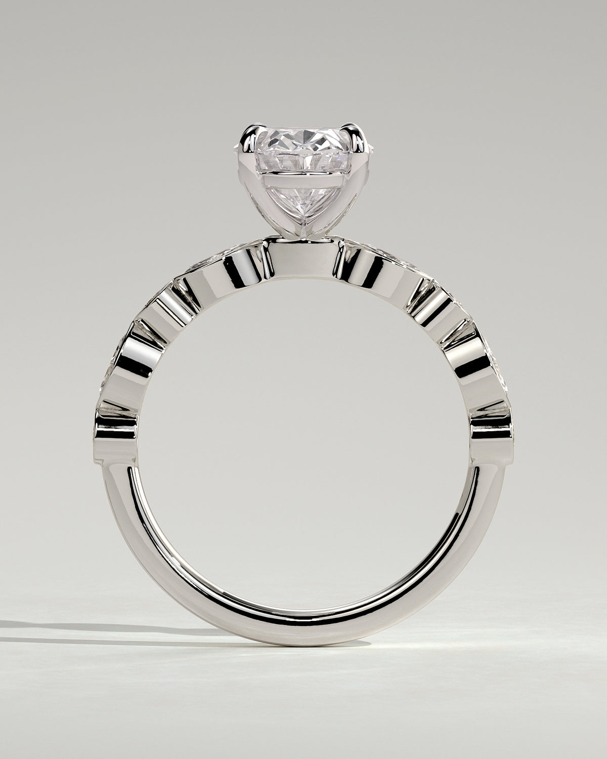 MET 0166 - 2 ct center stone - 18k White Gold source reference - setting detail view