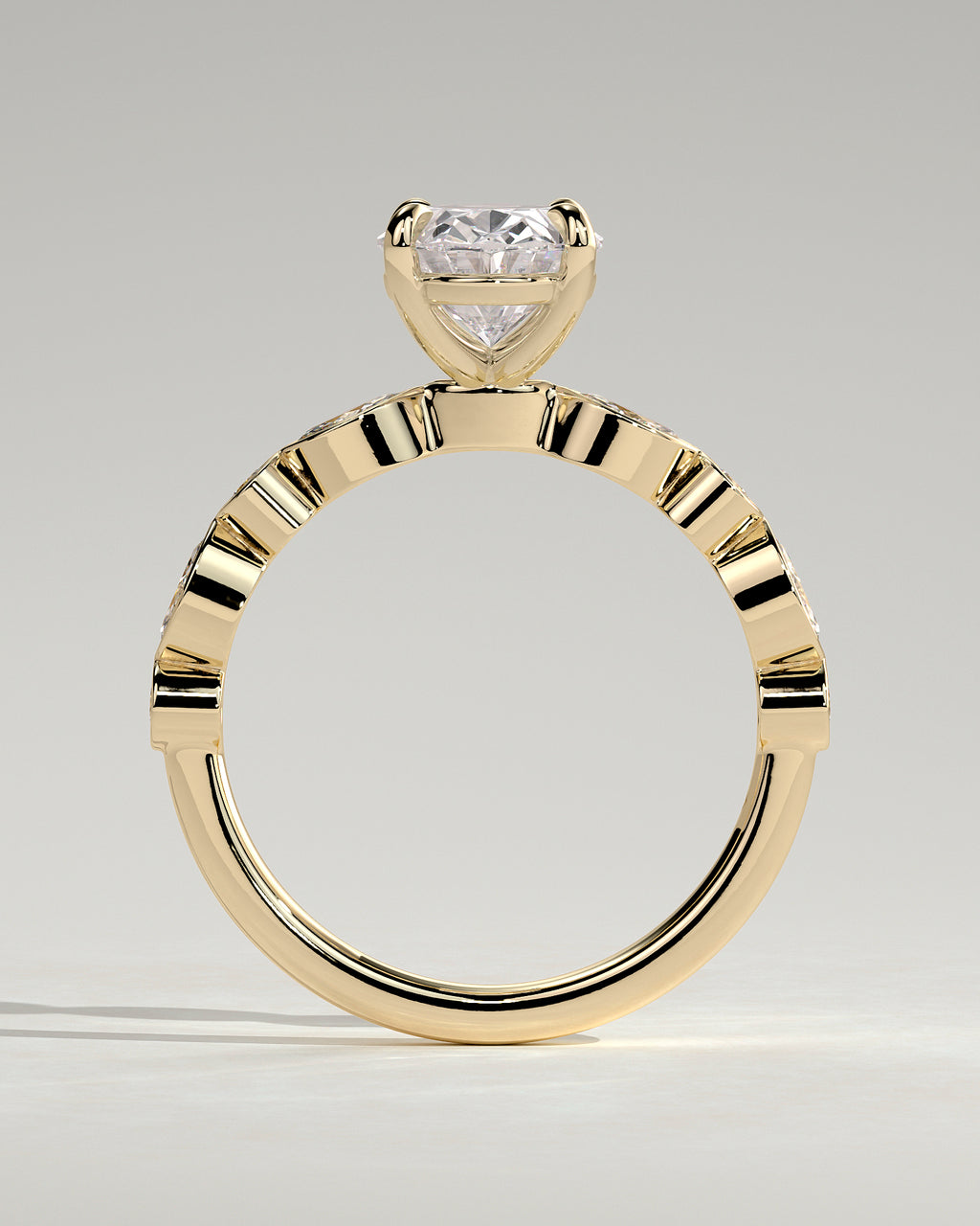 MET 0166 - 2 ct center stone - 18k Yellow Gold source reference - setting detail view