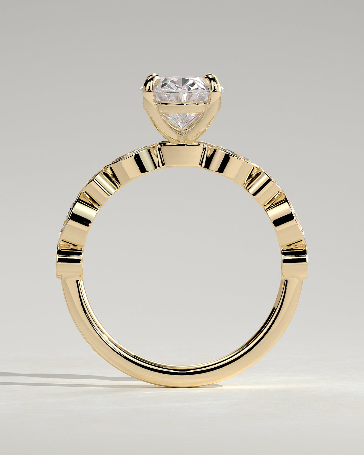 MET 0166 - 2 ct center stone - 18k Yellow Gold source reference - setting detail view