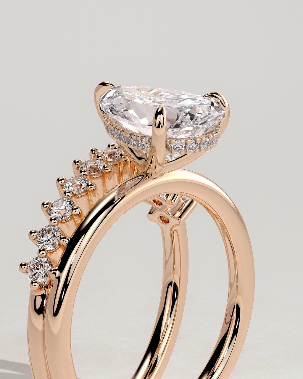 MET 0180 - 2 ct center stone - 18k Rose Gold source reference - setting detail view