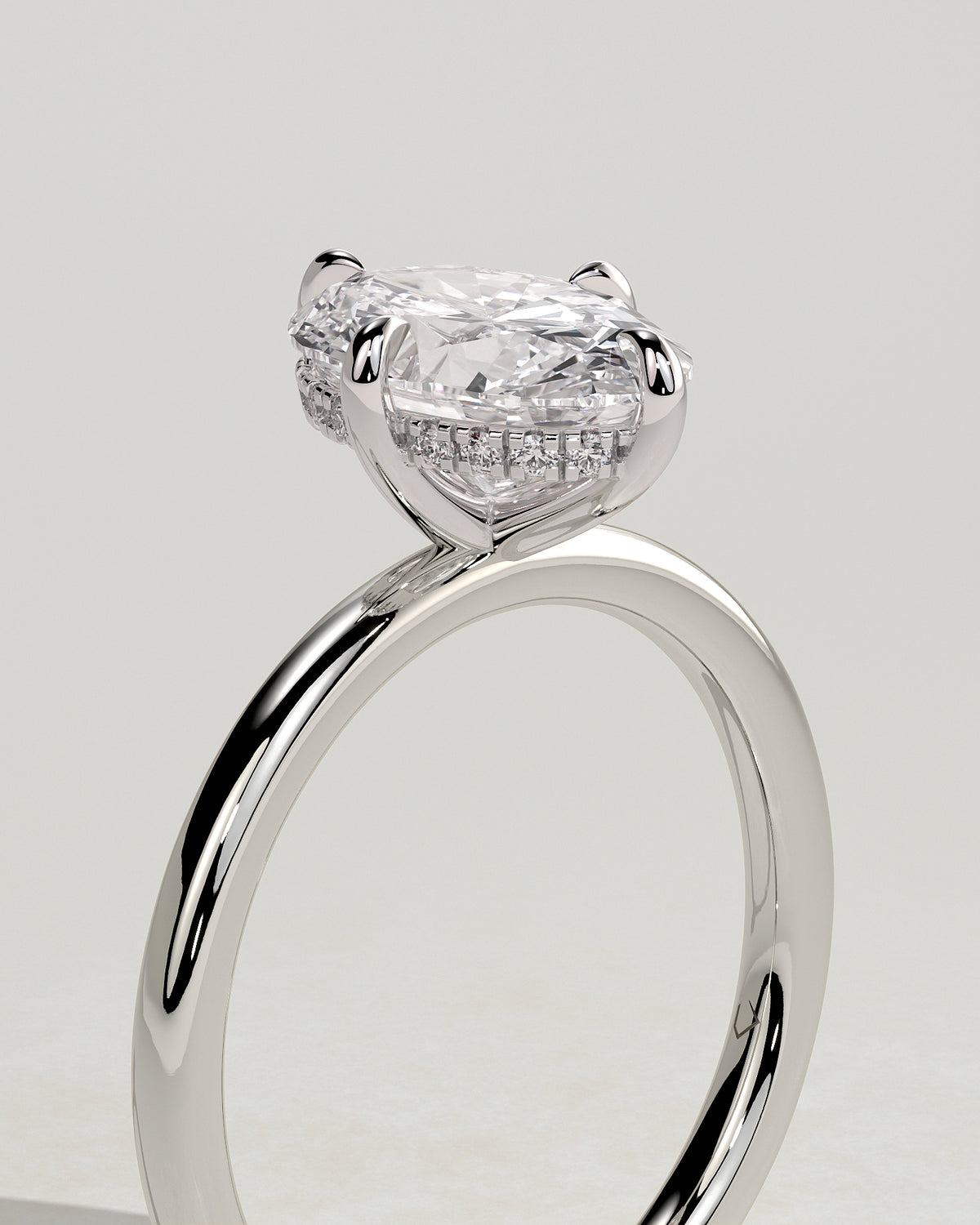 MET 0191 - 2 ct center stone - 18k White Gold source reference - setting detail view