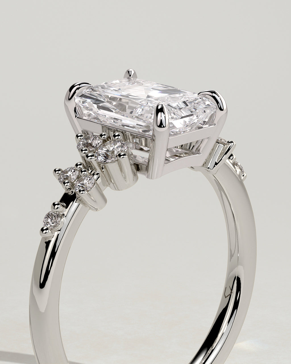 MET 0198 - 2 ct center stone - 18k White Gold source reference - setting detail view