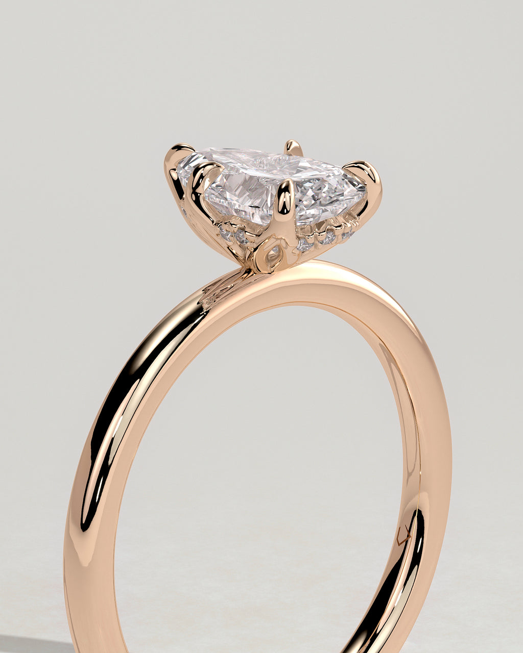 MET 0201 - 1 ct center stone - 18k Rose Gold source reference - setting detail view