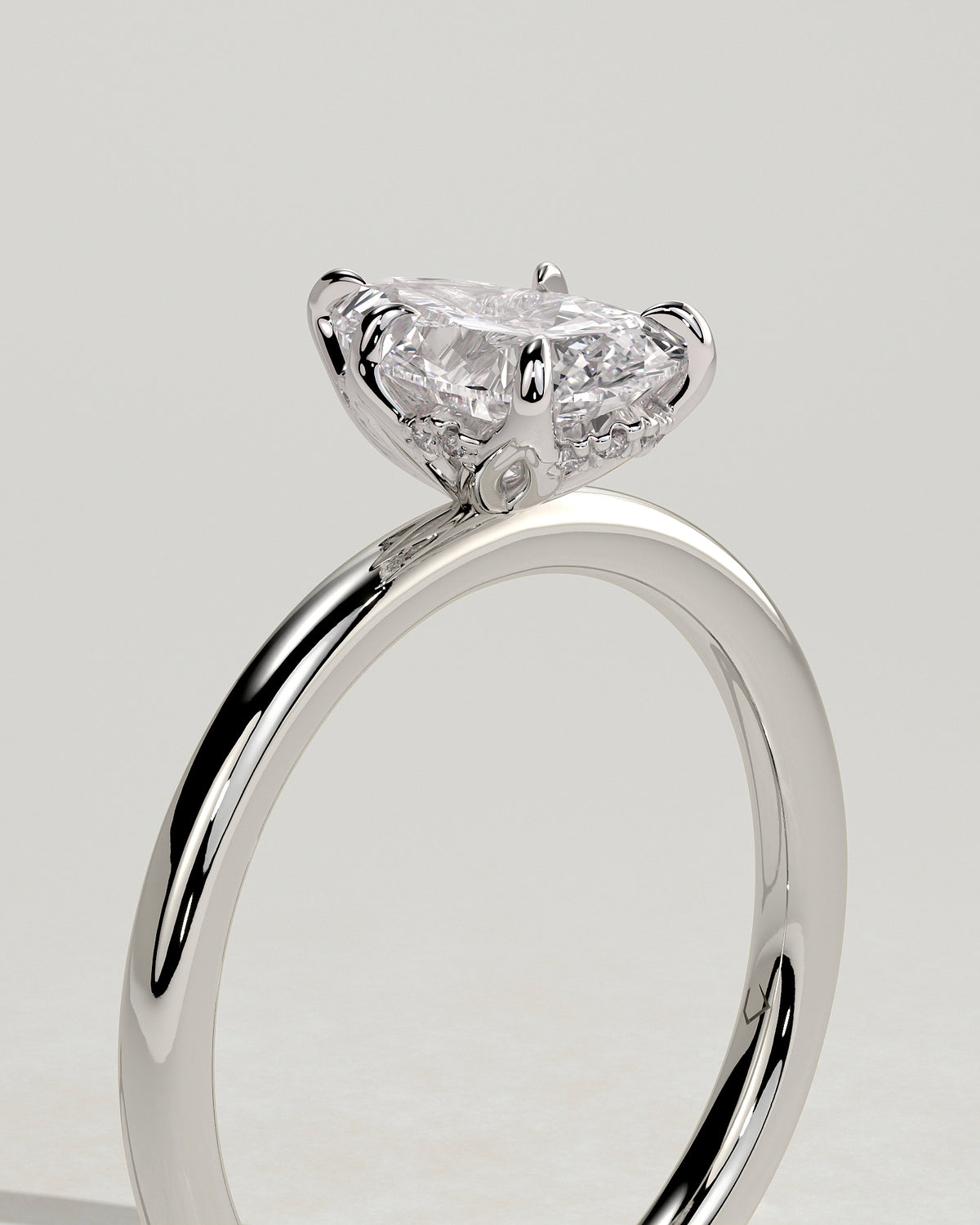 MET 0201 - 1 ct center stone - 18k White Gold source reference - setting detail view
