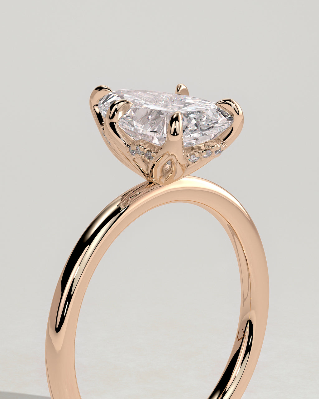 MET 0201 - 2 ct center stone - 18k Rose Gold source reference - setting detail view